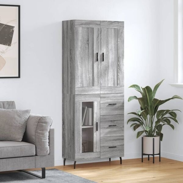 vidaXL Högskåp Grå Sonoma 69,5x34x180 cm konstruerat trä Grå