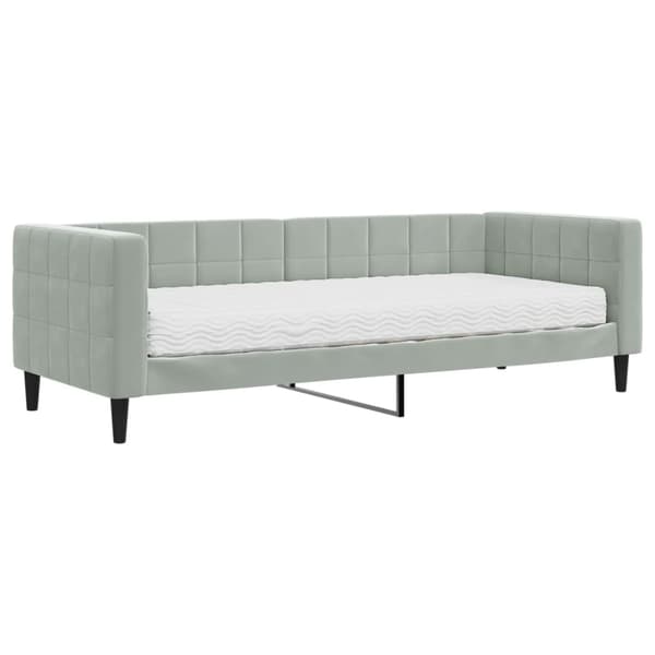 vidaXL Dagbädd med madrass ljusgrå 80x200 cm sammet Grå