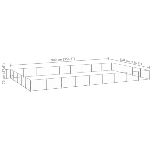 vidaXL Hundgård silver 45 m² stål Silver