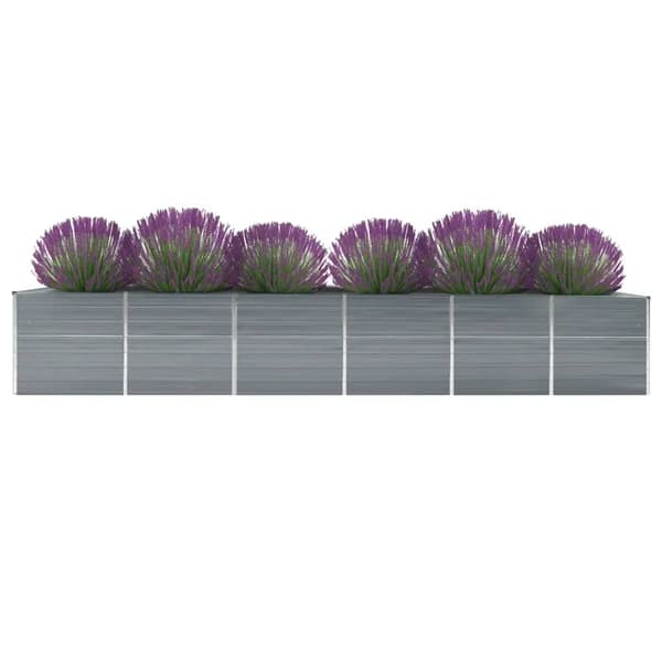 vidaXL Odlingslåda upphöjd galvaniserat stål 480x80x77 cm grå grå