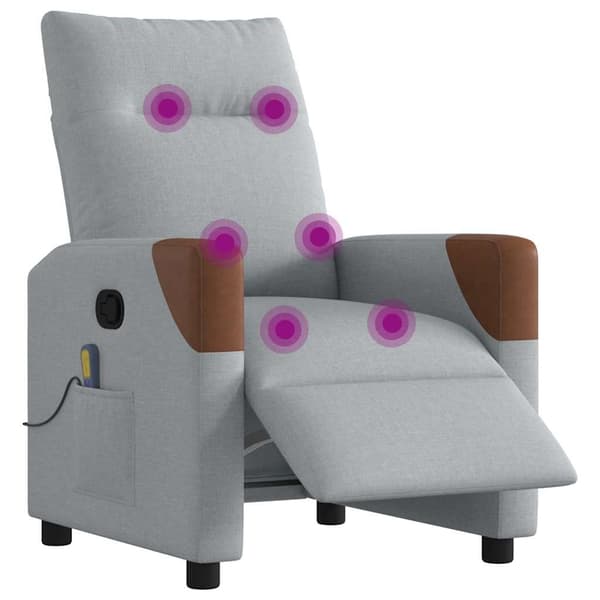 vidaXL Elektrisk massagefåtölj ljusgrå tyg Grå