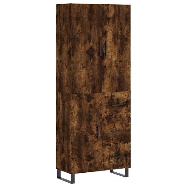 vidaXL Högskåp rökfärgad ek 69,5x34x180 cm konstruerat trä Brun