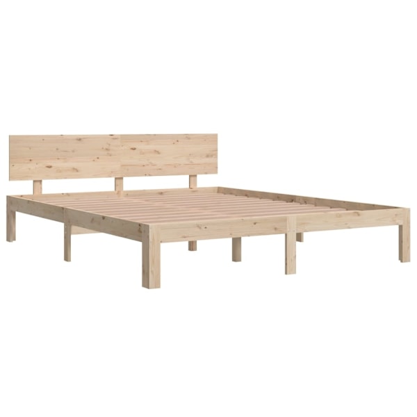 vidaXL Sängram massiv furu 160x200 cm Brun