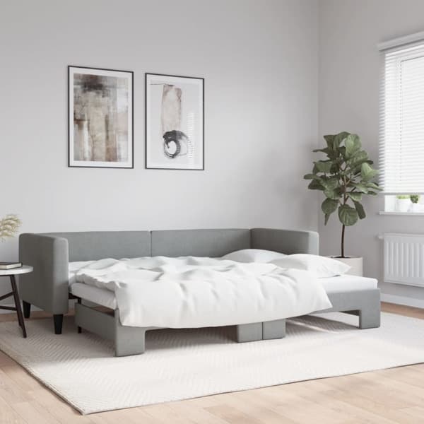 vidaXL Dagbädd utdragbar ljusgrå 80x200 cm tyg Grå