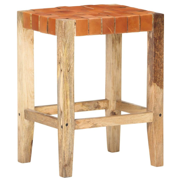 vidaXL Barstolar 2 st brun äkta läder 60 cm Brun
