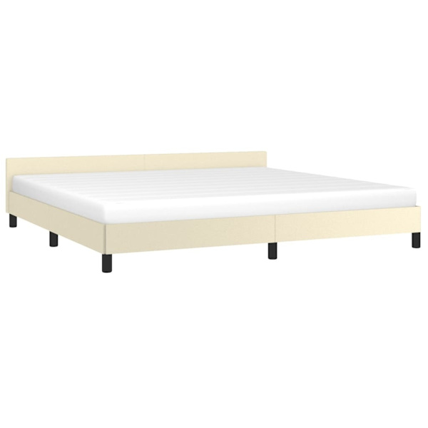 vidaXL Sängram med huvudgavel gräddvit 200x200 cm konstläder Kräm