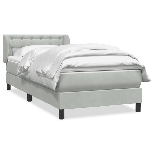 vidaXL Ramsäng med madrass ljusgrå 80x210 cm sammet Grå