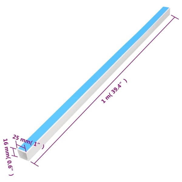 vidaXL Kabelkanal självhäftande 25x16 mm 10 m PVC Vit