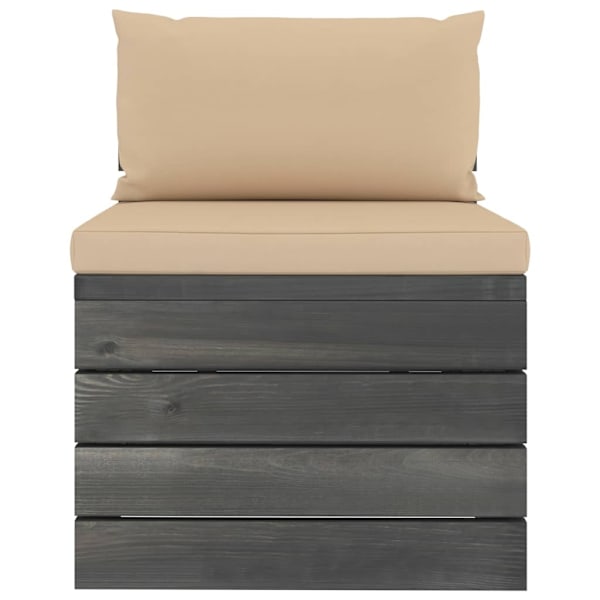 vidaXL Pallsoffgrupp med dynor 2 delar massiv furu Beige
