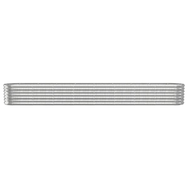 vidaXL Odlingslåda pulverlackerat stål 332x40x36 cm silver Silver