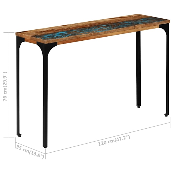 vidaXL Konsolbord 120x35x76 cm massivt återvunnet trä Brun