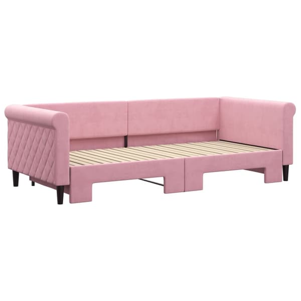 vidaXL Dagbädd utdragbar rosa 90x200 cm sammet Rosa