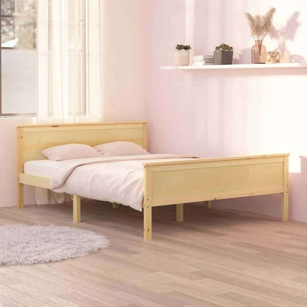 vidaXL Sängram massiv furu 160x200 cm Brun