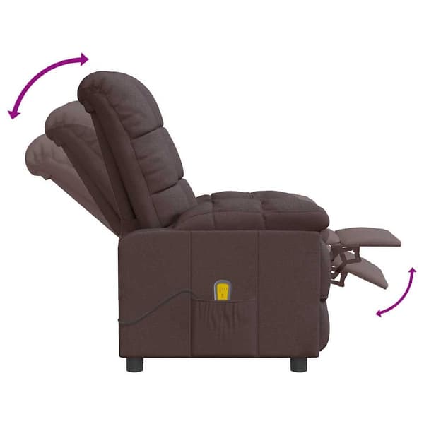 vidaXL Massagefåtölj mörkbrun tyg Brun