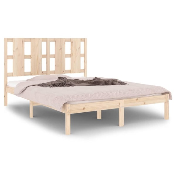 vidaXL Sängram massiv furu 140x190 cm Brun