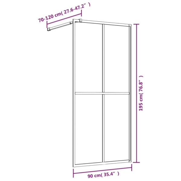 vidaXL Duschvägg med klart ESG-glas guld 90x195 cm Guld