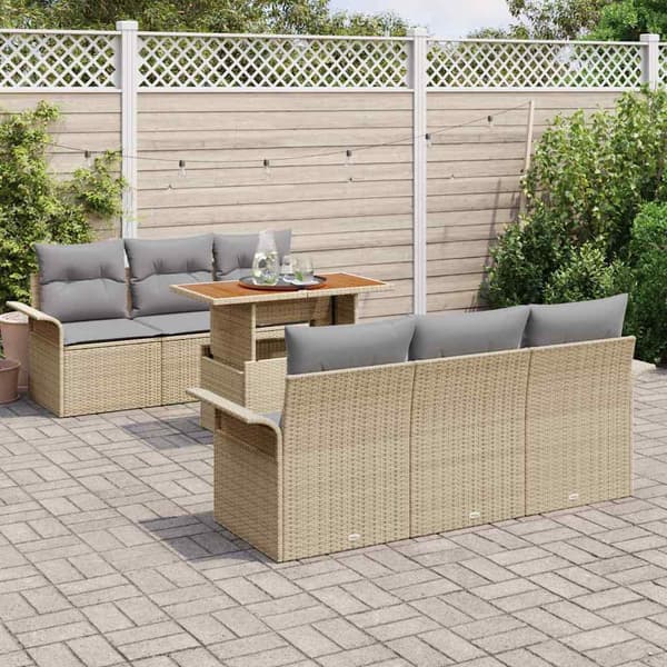 vidaXL Trädgårdsoffset 7 st beige och ljusgrå Beige
