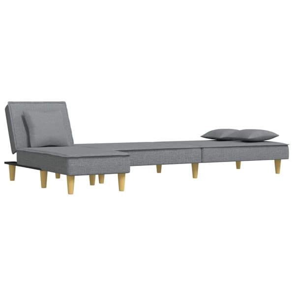 vidaXL L-formad bäddsoffa ljusgrå 255x140x70 cm tyg Grå