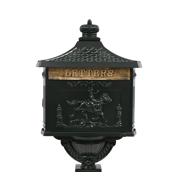 vidaXL Postlåda på stolpe vintage stil rostfri aluminium grön Grön
