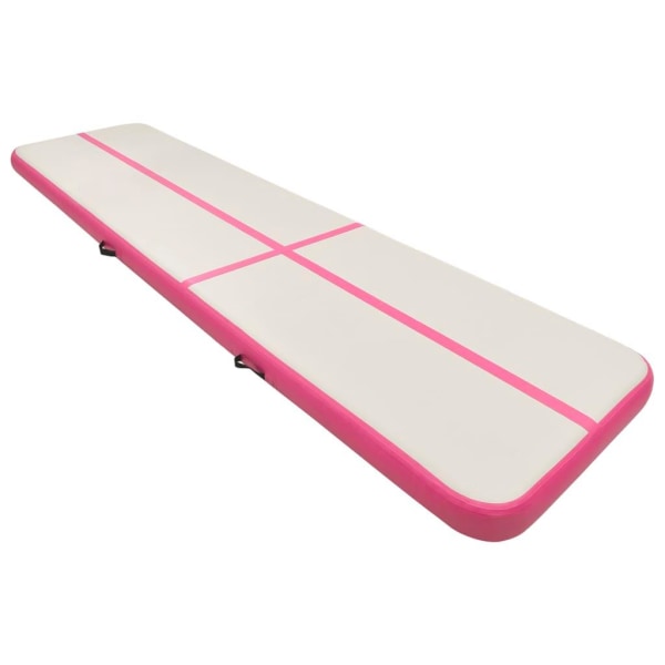 vidaXL Uppblåsbar gymnastikmatta med pump 600x100x20 cm PVC rosa Rosa