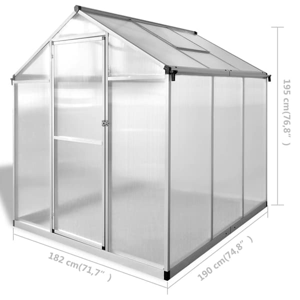 vidaXL Växthus 3,46 m² förstärkt aluminium Transparent