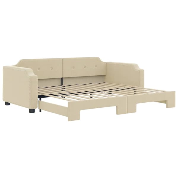 vidaXL Dagbädd utdragbar gräddvit 80x200 cm tyg Kräm