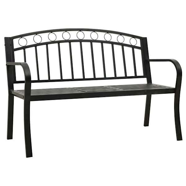 vidaXL Trädgårdsbänk med bord svart 120 cm stål Svart
