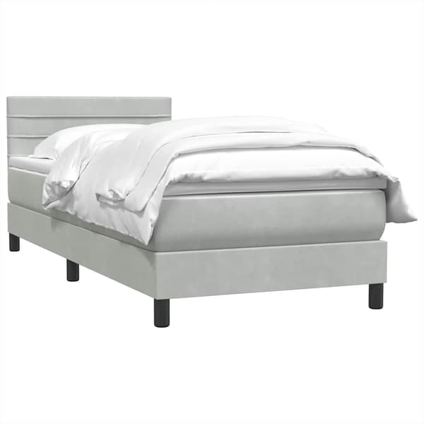 vidaXL Ramsäng med madrass ljusgrå 90x210 cm sammet Grå