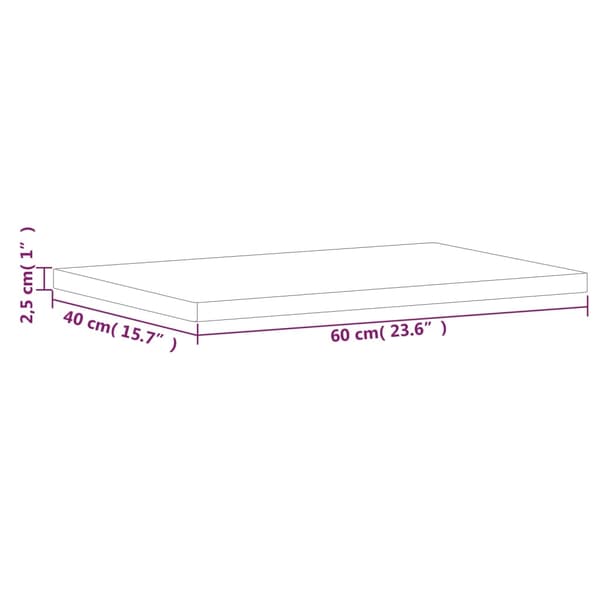 vidaXL Bordsskiva 60x40x2,5 cm rektangulär massivt bokträ Brun