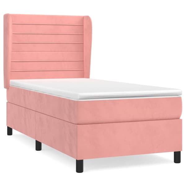 vidaXL Ramsäng med madrass rosa 90x190 cm sammet Rosa