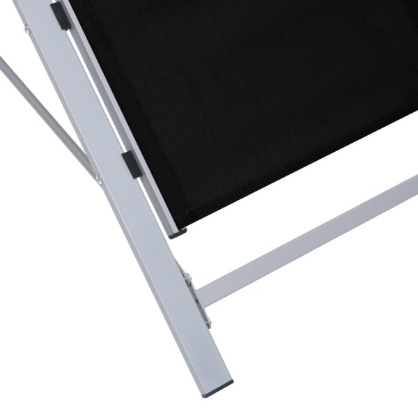 vidaXL Solsängar 2 st med bord aluminium svart Svart