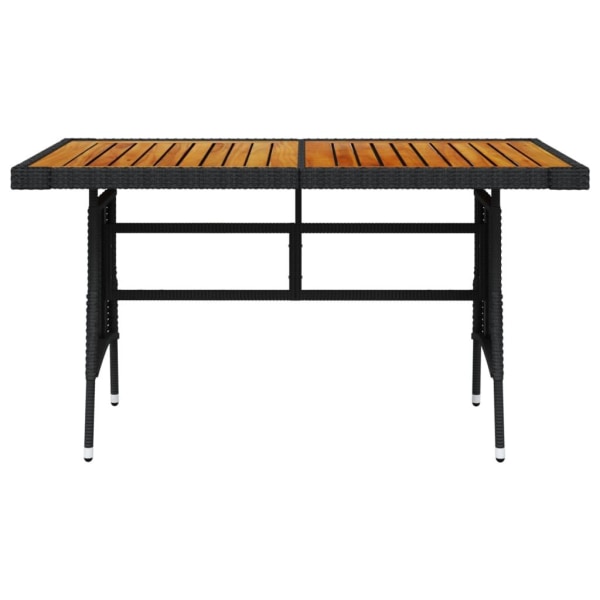 vidaXL Trädgårdsbord svart 130x70x72cm konstrotting massiv akaci Svart
