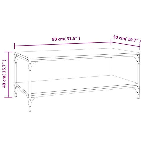 vidaXL Soffbord sonoma-ek 80x50x40 cm konstruerat trä Brun