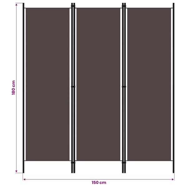vidaXL Rumsavdelare 3 paneler brun 150x180 cm Brun