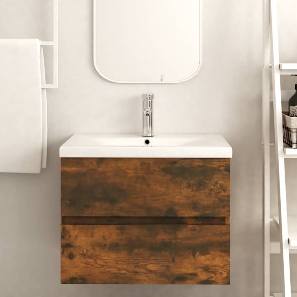 vidaXL Handfatsskåp rökfärgad ek 60x38,5x45 cm konstruerat trä Brun