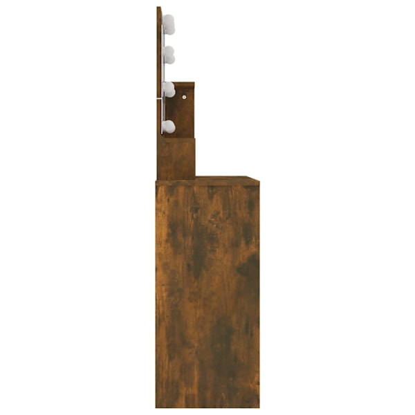 vidaXL Sminkbord med LED rökfärgad ek 86,5x35x136 cm Brun