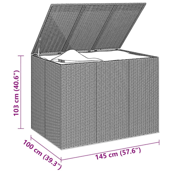 vidaXL Dynbox PE-rotting 145x100x103 cm brun Brun