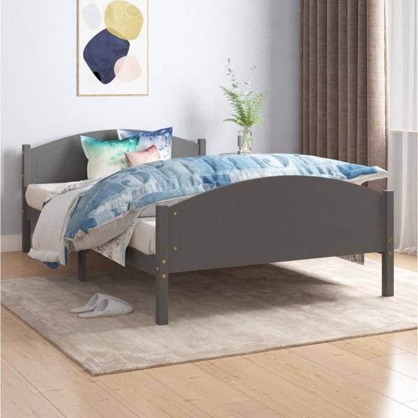 vidaXL Sängram mörkgrå massiv furu 120x200 cm grå