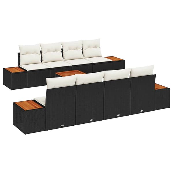 vidaXL Trädgårdsoffset 9 st Svart Poly rattan art