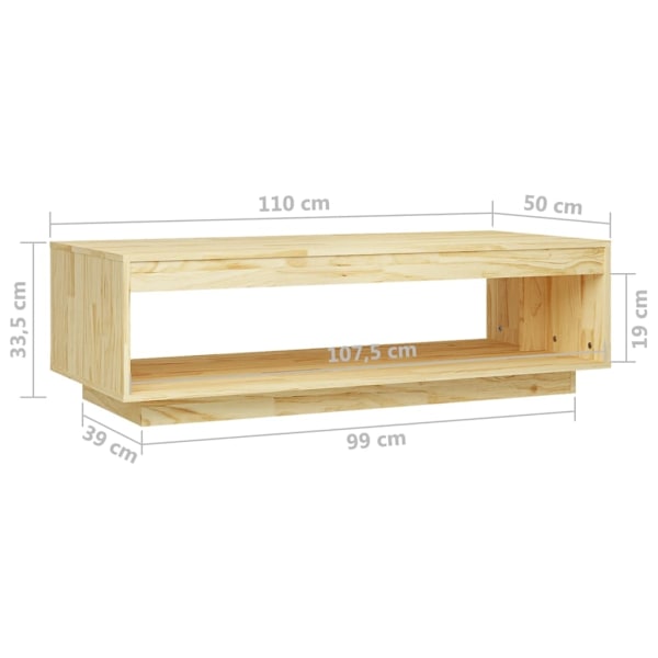 vidaXL Soffbord 110x50x33,5 cm massiv furu Brun