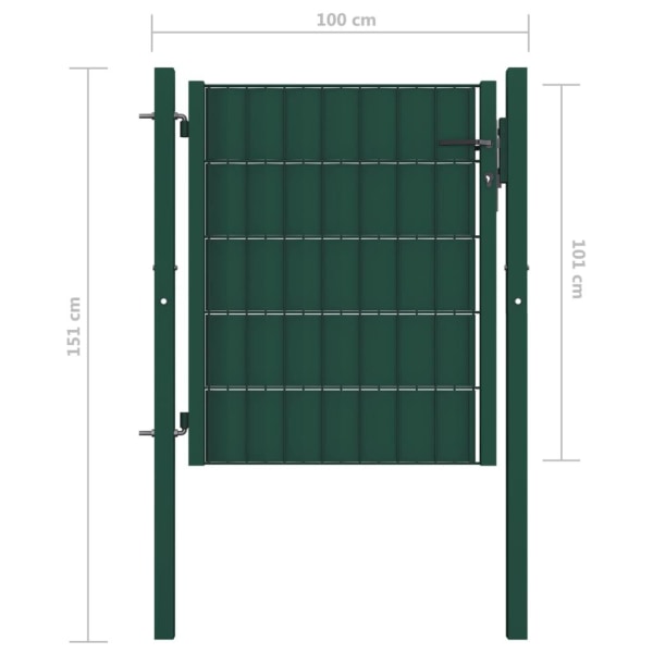 vidaXL Trädgårdsgrind PVC och stål 100x101 cm grön Grön