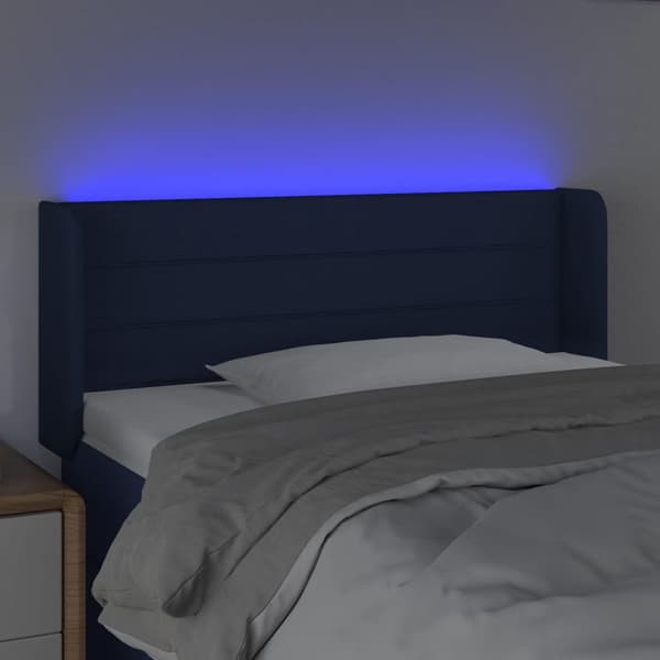 vidaXL Sänggavel LED blå 103x16x78/88 cm tyg Blå