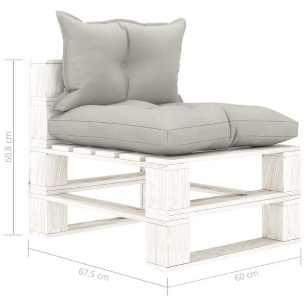 vidaXL Pallsoffa mittensektion med taupefärgade dynor trä Taupe