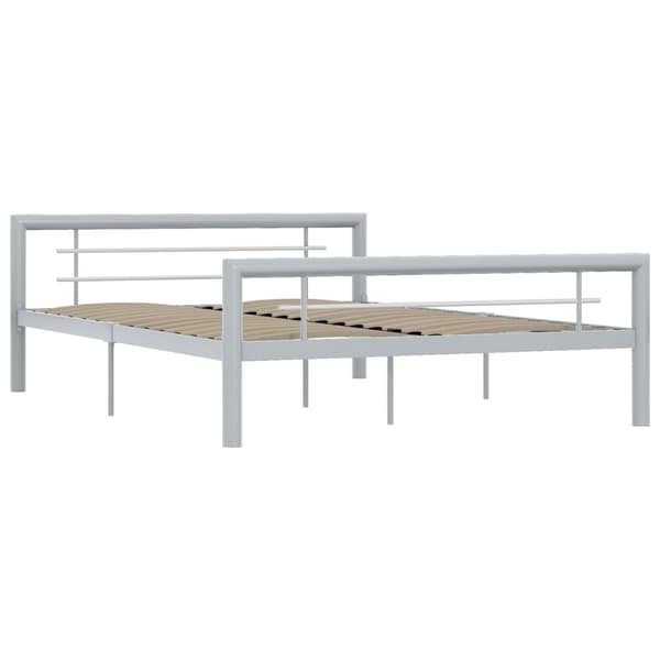 vidaXL Sängram grå och vit metall 120x200 cm grå