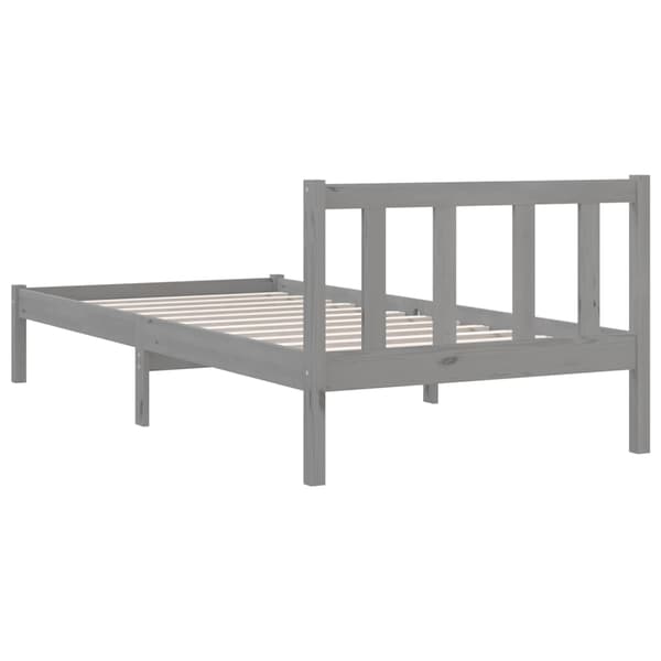 vidaXL Sängram grå massiv furu 90x200 cm grå