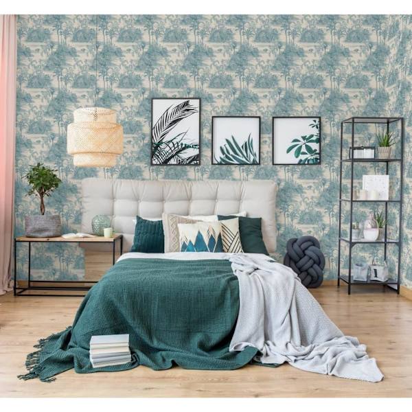 DUTCH WALLCOVERINGS Tapet Tropical beige och ljusblå multifärg