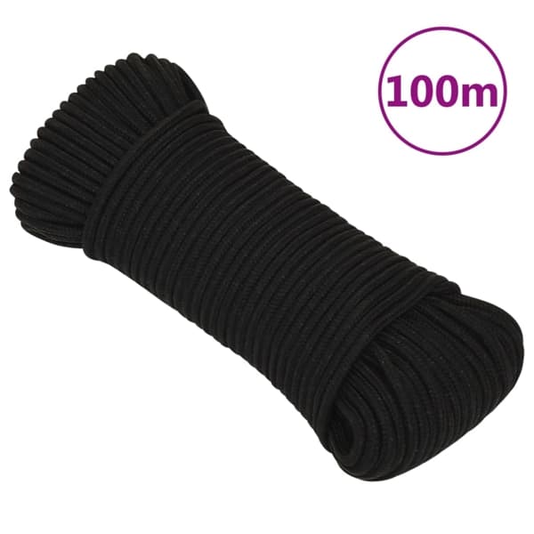 vidaXL Rep svart 5 mm 100 m polyester Svart