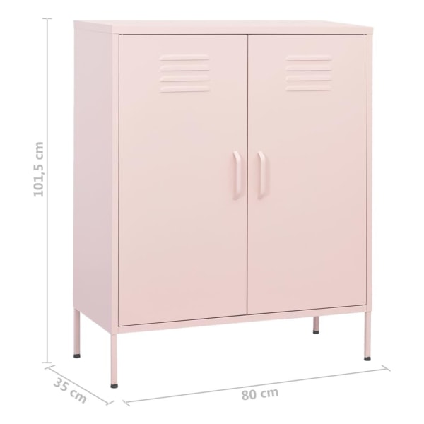 vidaXL Förvaringsskåp rosa 80x35x101,5 cm stål Rosa