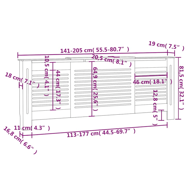 vidaXL Elementskydd MDF grå 205 cm grå