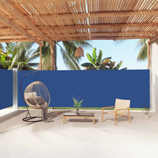 vidaXL Infällbar sidomarkis blå 180x1000 cm Blå